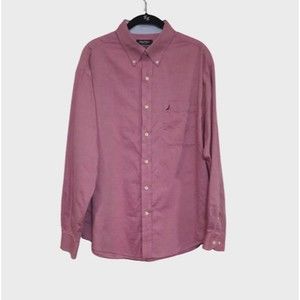 Nautica Classic Long Sleeve Shirt Ocean Washed 16.5 34/35 Pocket 100% Cotton